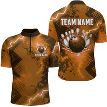 Load image into Gallery viewer, Thunder Lightning Bowling Shirt Orange Bowling Jersey Men Women Team Bowling Shirts MBL64