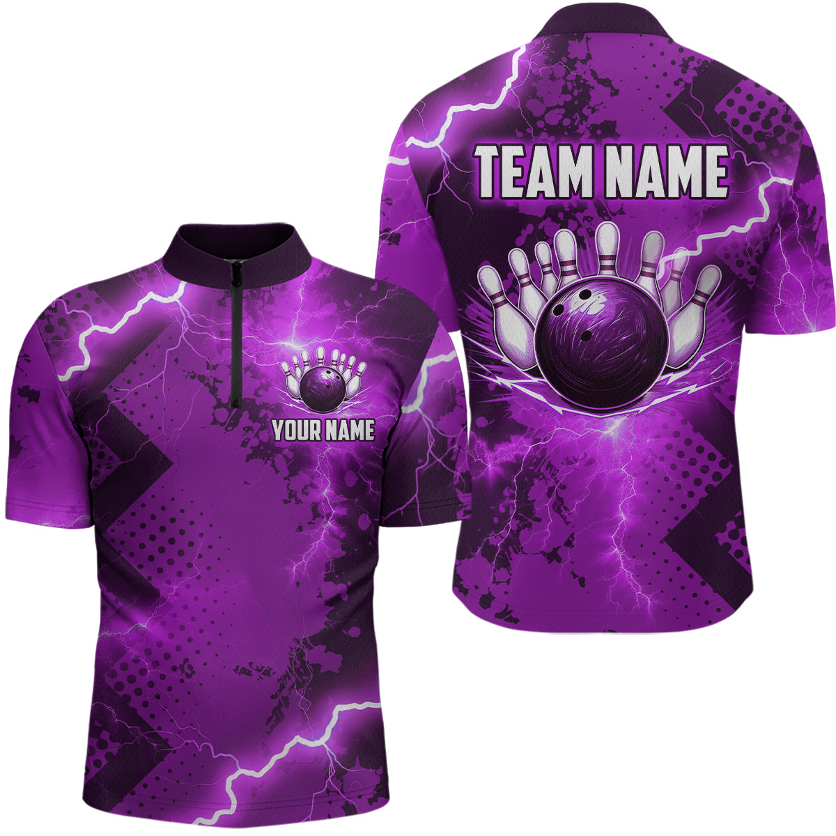 Thunder Lightning Bowling Shirt Purple Bowling Jersey Men Women Team Bowling Shirts MBL64