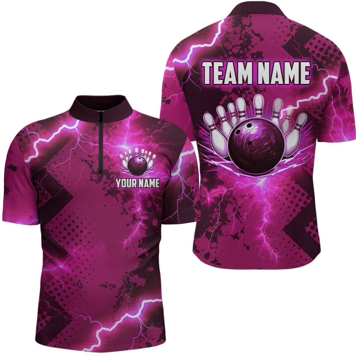Thunder Lightning Bowling Shirt Pink Bowling Jersey Men Women Team Bowling Shirts MBL64