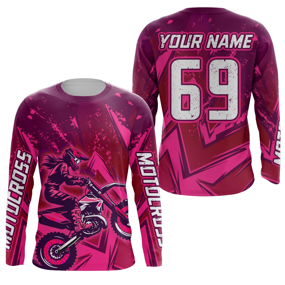 Pink Motocross Racing Jersey Women Kid Men UV Protective Youth Adult Dirt Bike Shirt XM270