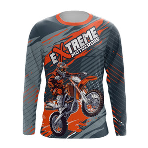 Orange Dirt Bike Jersey Youth Men Women UPF30+ Motocross Racing Shirt MX Extreme Off-road XM44