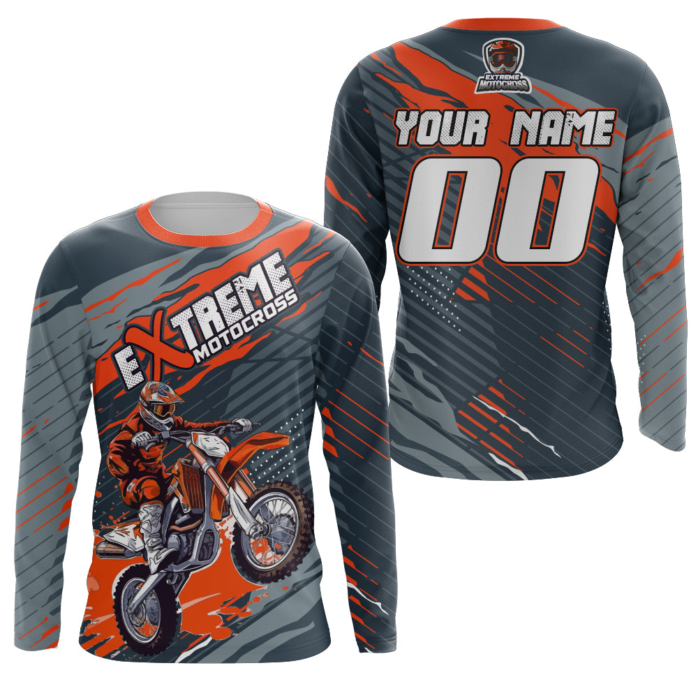 Orange Dirt Bike Jersey Youth Men Women UPF30+ Motocross Racing Shirt MX Extreme Off-road XM44