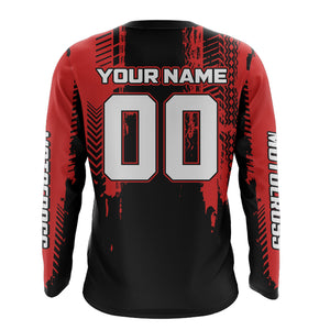 Personalized Motocross Jersey UPF30+ MX Racing Off-Road Adult&Kid Red Dirt Bike Jersey XM47