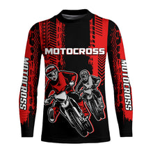 Load image into Gallery viewer, Personalized Motocross Jersey UPF30+ MX Racing Off-Road Adult&amp;Kid Red Dirt Bike Jersey XM47