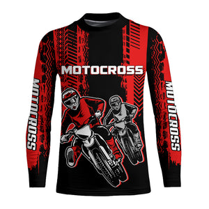 Personalized Motocross Jersey UPF30+ MX Racing Off-Road Adult&Kid Red Dirt Bike Jersey XM47