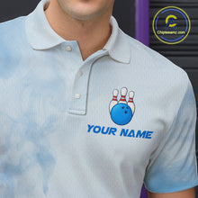Load image into Gallery viewer, Blue Smoke Bowling Shirts for Women Men Team Custom Bowling Jerseys for Bowlers MBL139