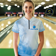 Load image into Gallery viewer, Blue Smoke Bowling Shirts for Women Men Team Custom Bowling Jerseys for Bowlers MBL139