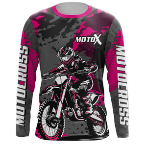 Pink Motocross Racing Jersey For Women Girl Kid Upf30+ MX Off-Road Dirt Bike Shirt XM277