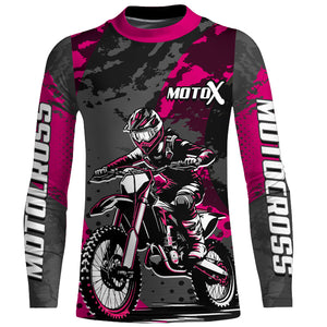 Pink Motocross Racing Jersey For Women Girl Kid Upf30+ MX Off-Road Dirt Bike Shirt XM277