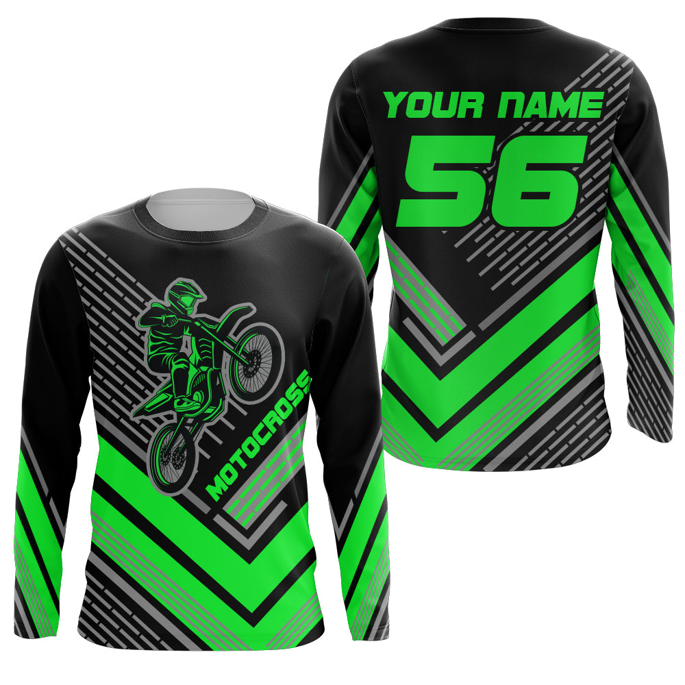 Motocross Racing Jersey Green Custom Dirt Bike Motorcycle Shirt For Kid Men Women XM295