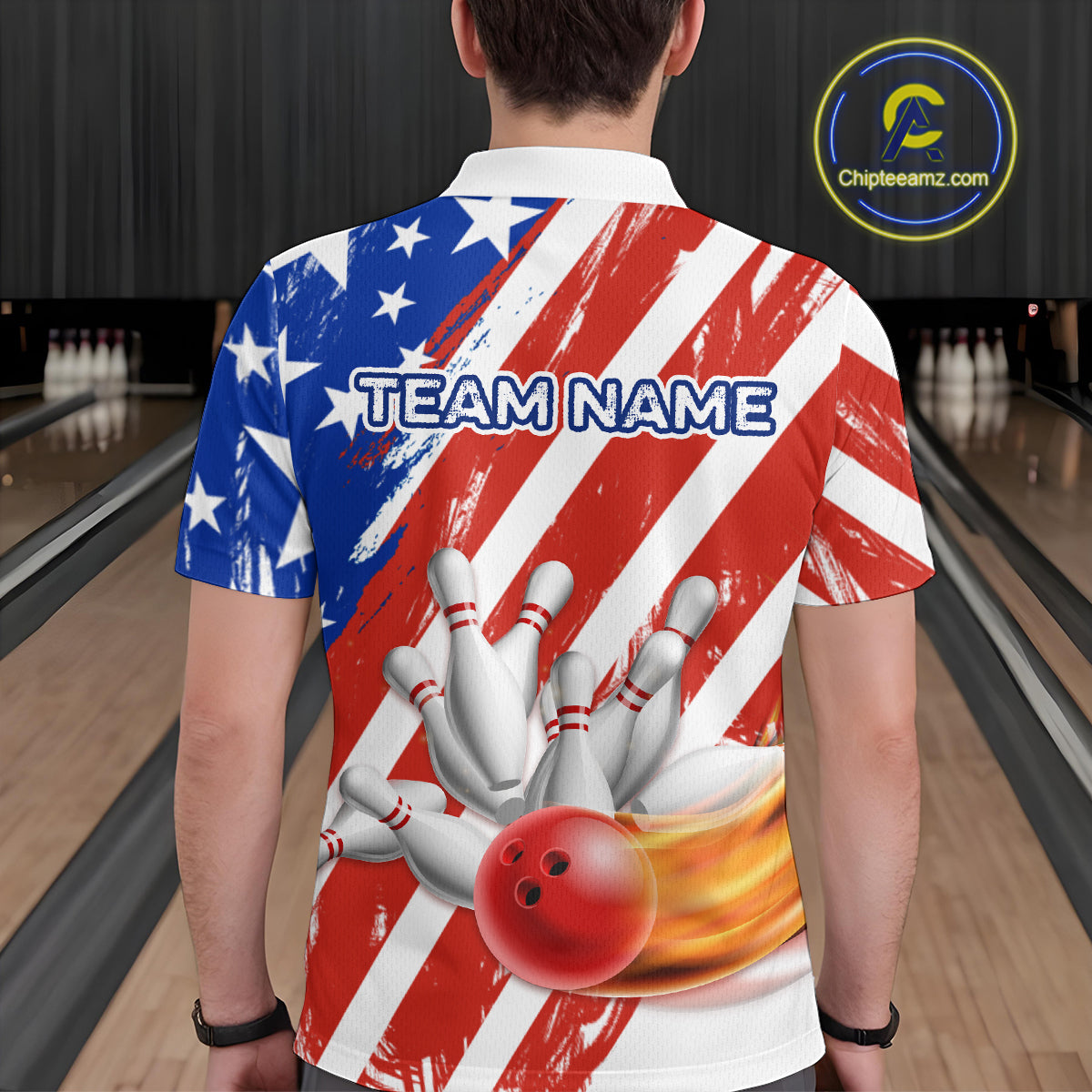 US Patriotic Bowling Shirts for Men Women Team Custom Bowling Polo & Quarter Zip MBL111