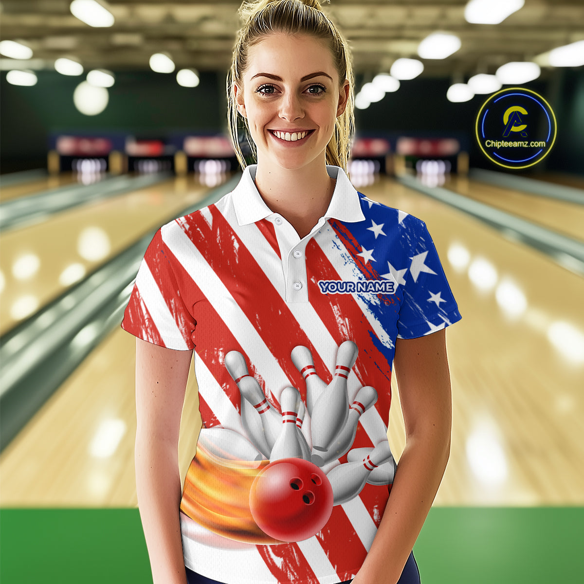 US Patriotic Bowling Shirts for Men Women Team Custom Bowling Polo & Quarter Zip MBL111