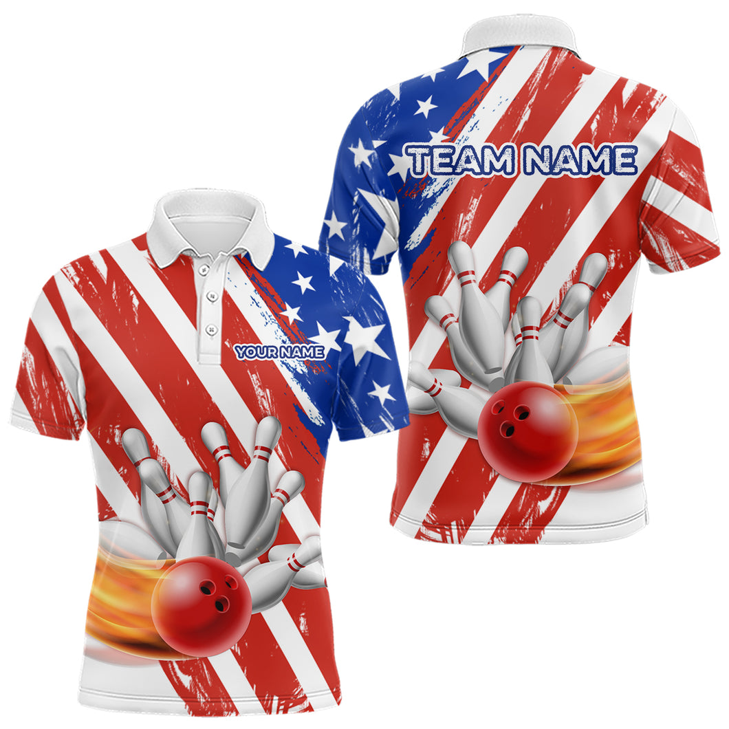 US Patriotic Bowling Shirts for Men Women Team Custom Bowling Polo & Quarter Zip MBL111
