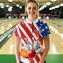 Load image into Gallery viewer, US Patriotic Bowling Shirts for Men Women Team Custom Bowling Polo &amp; Quarter Zip MBL111