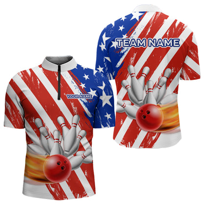US Patriotic Bowling Shirts for Men Women Team Custom Bowling Polo & Quarter Zip MBL111