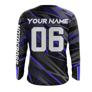 Blue Motocross Racing Jersey Kid Women Men Upf30+ Youth Dirt Bike Off-Road Shirt XM54