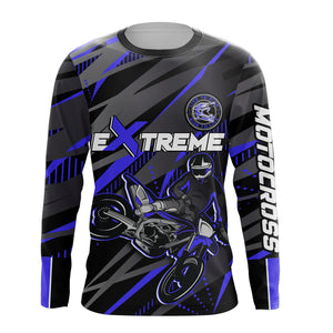 Blue Motocross Racing Jersey Kid Women Men Upf30+ Youth Dirt Bike Off-Road Shirt XM54