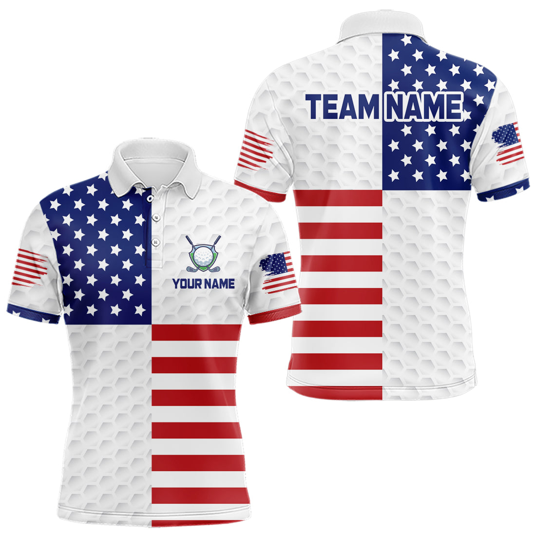 Custom American Flag Golf Polo Shirt for Men Women Patriotic Golf Polo Shirt MMG50