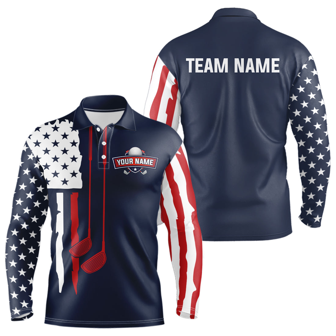 Custom American Flag Golf Polo Shirt Patriotic for Men Women US Golf Polo Shirt MMG53