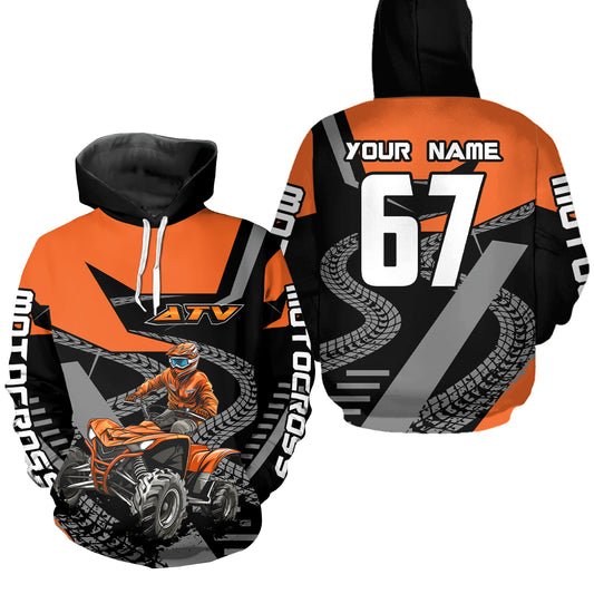 Orange ATV Motocross Hoodie for Men Women Quad Shirt Custom ATV Riding Hoodie MHATV25