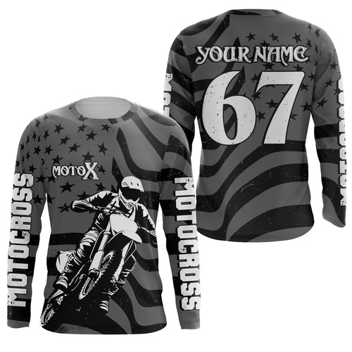 Motocross Racing Jersey UPF30+ Dirt Bike Shirt Kids Mens Off-Road Jersey Grey Motox XM133