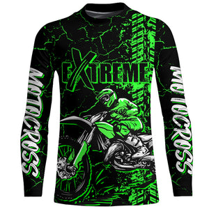 Motocross Racing Shirt Men Youth UPF30+ Dirt Bike Jersey Green MX Off-Road Long Sleeve XM136