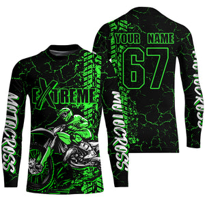 Motocross Racing Shirt Men Youth UPF30+ Dirt Bike Jersey Green MX Off-Road Long Sleeve XM136