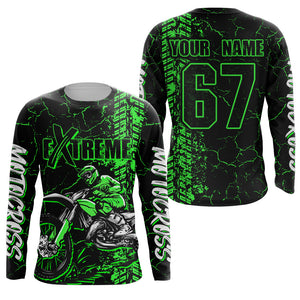 Motocross Racing Shirt Men Youth UPF30+ Dirt Bike Jersey Green MX Off-Road Long Sleeve XM136