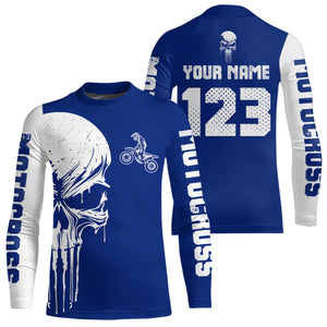 Custom Skull Motocross Jersey for Kid Men Women Blue Skull Dirt Bike Racing Shirt XM335