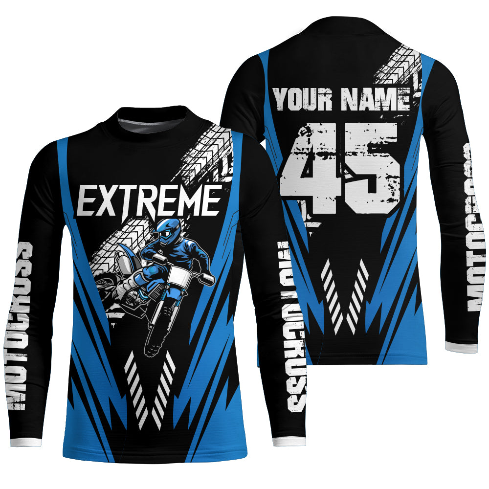 Motocross Racing Jersey Blue Youth Men Kid UPF30+ Dirt Bike Shirt Off-Road Motorcycle Shirt XM211