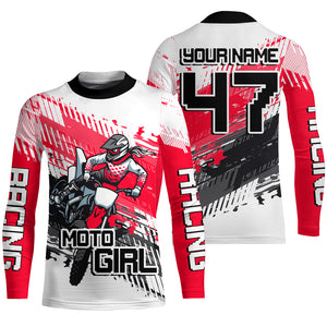 Motocross Racing Jersey Pink Girl Women UPF30+ Dirt Bike Shirt Off-Road MX Racing Jersey XM219