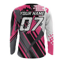 Load image into Gallery viewer, Personalized Pink Racing Jersey UPF30+ Youth Kid&amp;Adult Motocross Biker Girl Motorcycle Shirt XM06