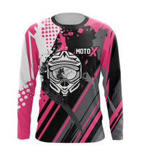 Load image into Gallery viewer, Personalized Pink Racing Jersey UPF30+ Youth Kid&amp;Adult Motocross Biker Girl Motorcycle Shirt XM06