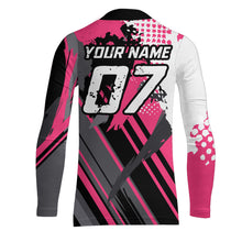 Load image into Gallery viewer, Personalized Pink Racing Jersey UPF30+ Youth Kid&amp;Adult Motocross Biker Girl Motorcycle Shirt XM06