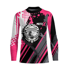 Load image into Gallery viewer, Personalized Pink Racing Jersey UPF30+ Youth Kid&amp;Adult Motocross Biker Girl Motorcycle Shirt XM06