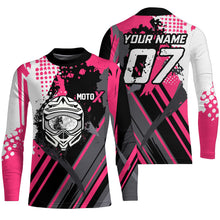 Load image into Gallery viewer, Personalized Pink Racing Jersey UPF30+ Youth Kid&amp;Adult Motocross Biker Girl Motorcycle Shirt XM06