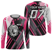 Load image into Gallery viewer, Personalized Pink Racing Jersey UPF30+ Youth Kid&amp;Adult Motocross Biker Girl Motorcycle Shirt XM06