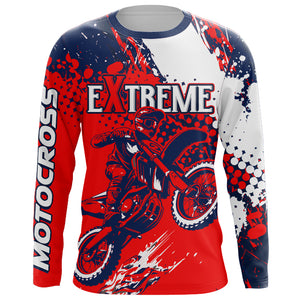 Red Motocross Jersey Personalized UPF30+ Dirt Bike Shirt Youth Men Kid MX Racing Off-Road Motorcycle XM88