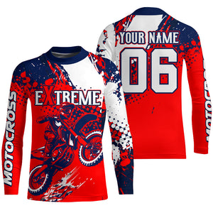 Red Motocross Jersey Personalized UPF30+ Dirt Bike Shirt Youth Men Kid MX Racing Off-Road Motorcycle XM88