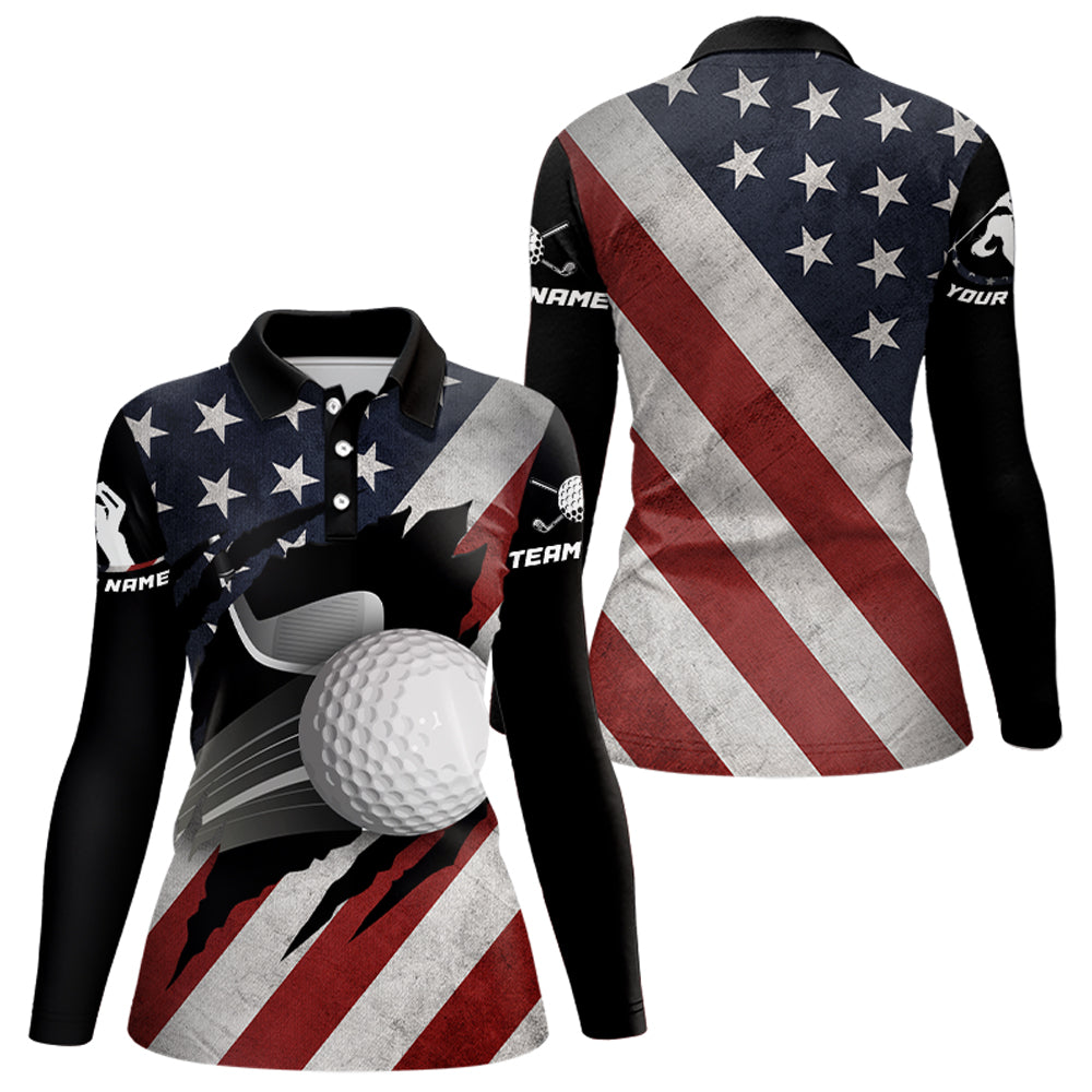 Custom American Flag Golf Polo Shirt  For Men Women Patriotic US Golf Polo Shirts MMG09