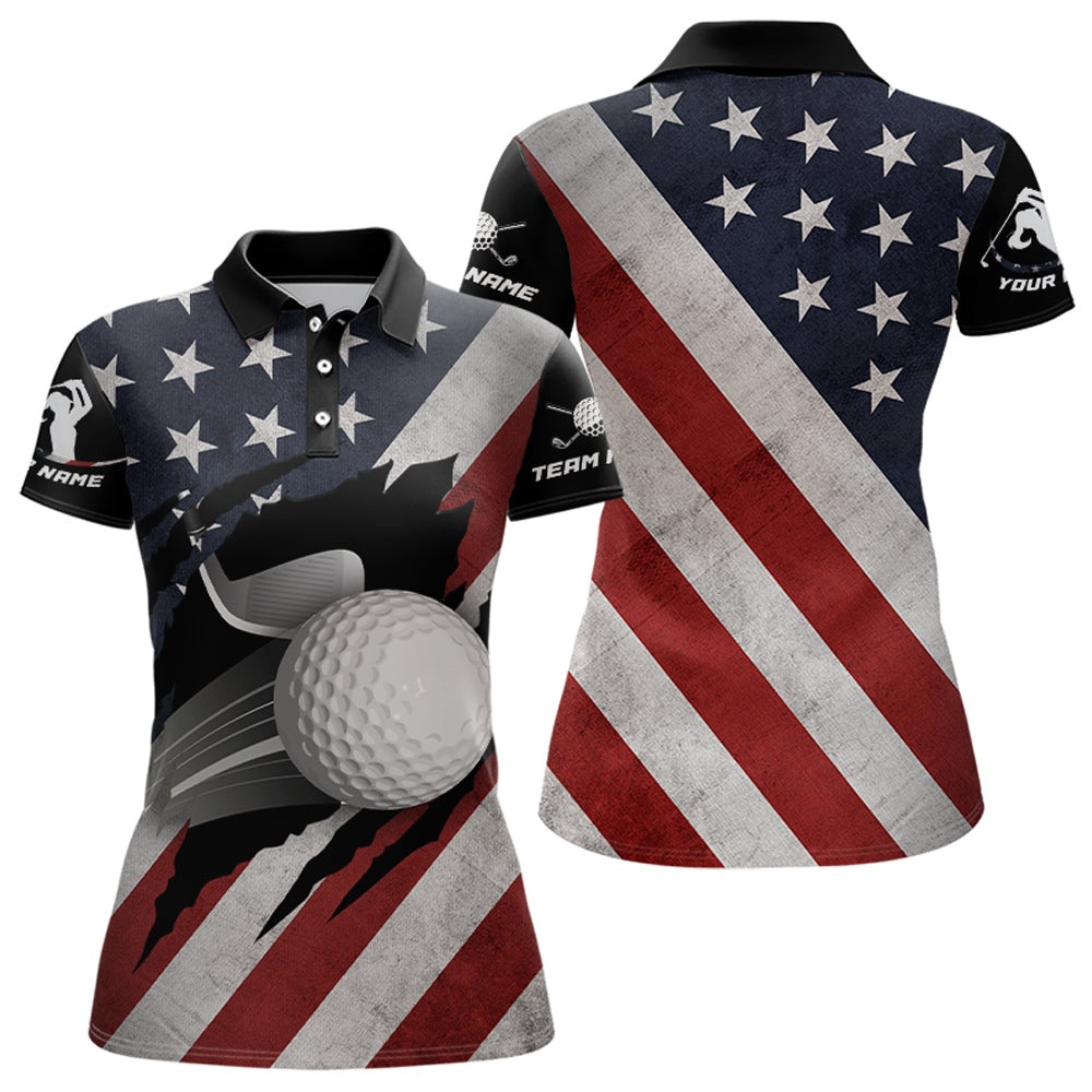 Custom American Flag Golf Polo Shirt  For Men Women Patriotic US Golf Polo Shirts MMG09