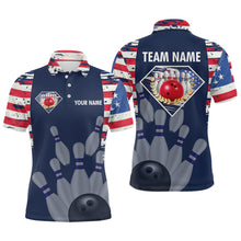 Load image into Gallery viewer, Custom Patriotic Bowling Shirts for Women Men American Flag Bowling Shirt for Team MBL06