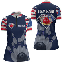 Load image into Gallery viewer, Custom Patriotic Bowling Shirts for Women Men American Flag Bowling Shirt for Team MBL06