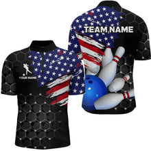 Load image into Gallery viewer, American Flag Bowling Shirts for Men Women Patriotic Bowling Jersey Polo&amp;1/4 Zip Shirt MBL09