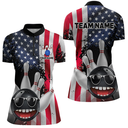 American Flag Bowling Shirts for Men Women Funny Bowling Jersey Team Bowling Shirt MBL10