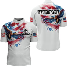 Load image into Gallery viewer, Patriotic Eagle Bowling Shirts American Flag Bowling Polo &amp; 1/4 Shirt for Men Women MBL12