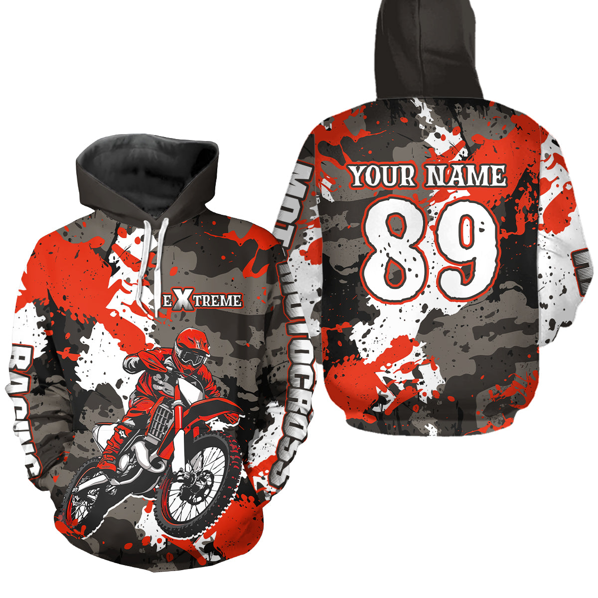 Camo Red Motocross Hoodie Men Women Dirt Bike Racing Hoodie Custom Riding Shirt MH164
