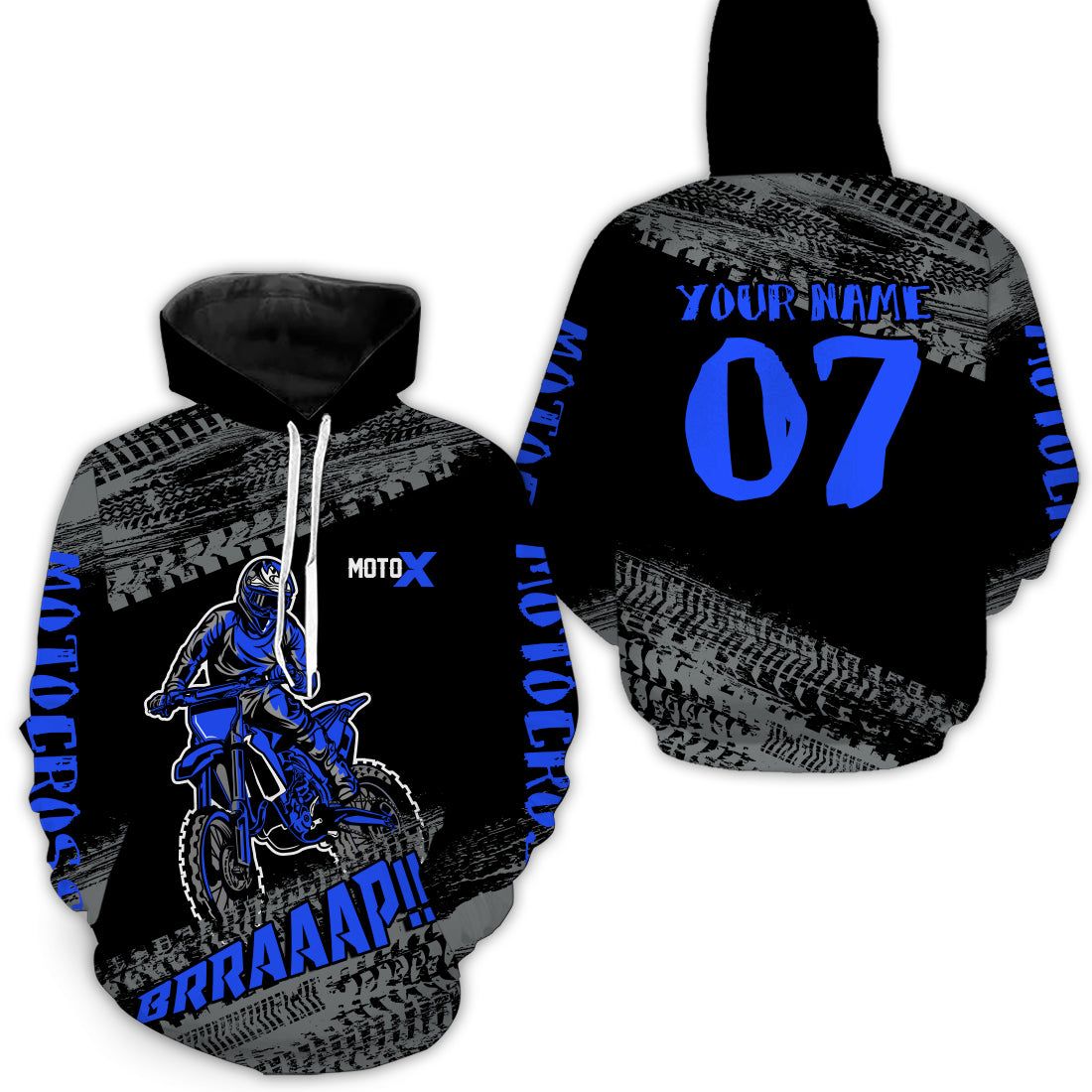 Blue Motocross Hoodie Jersey Men Women Motorcycle Hoodie Dirt Bike Hoodie Zip MH148