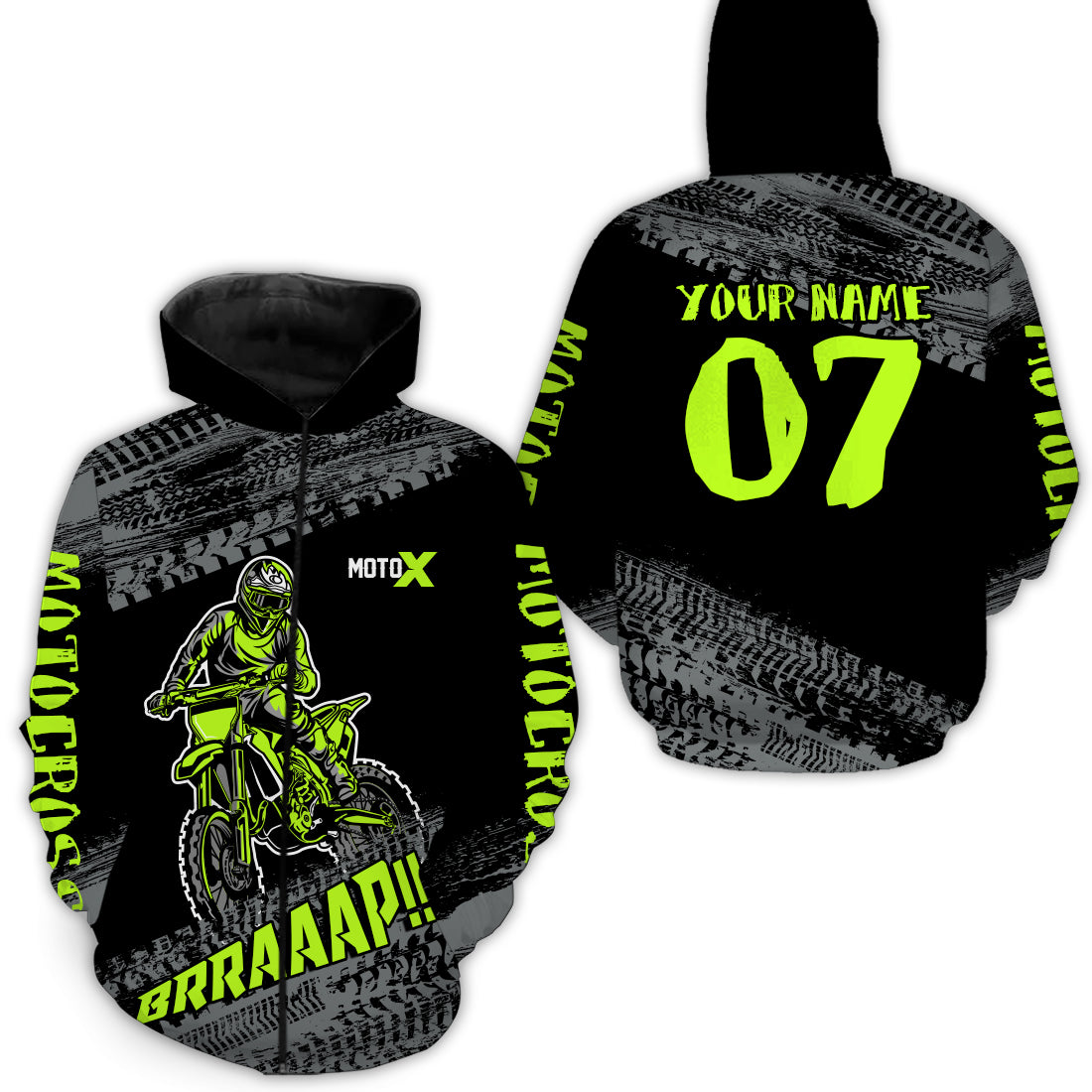 Lime Green Motocross Hoodie Jersey Men Women Motorcycle Hoodie Dirt Bike Hoodie Zip MH148