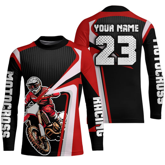 Custom Motocross Jersey Red Dirt Bike Shirt For Kid Women Men Off-road Shirt XM307